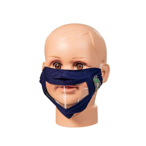 Blue Childrens Reusable Face Mask with Clear Window