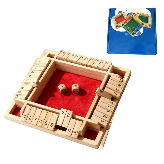 Juego de dados de madera «Shut the Box» para 2-4 jugadores. Juego de mesa de aprendizaje matemático para niños, adultos y toda la familia