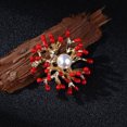 thumbnail image 4 of Red Coral Flower Pearl Brooch, 4 of 4