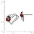 thumbnail image 3 of 925 Sterling Silver Rhodium-plated Heart with Enameled Ladybug Post Earrings; for Adults and Teens; for Women and Men, 3 of 3