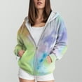 thumbnail image 2 of Towmus Women's Novelty Print Zip Up Hoodies Long Sleeve Cute Tops With Pocket Drawstring Gradient Hooded Sweatshirt XS-6XL, 2 of 5
