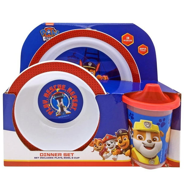Paw Patrol 3pc PP Dinner Set in Open Box BOWL, PLATE & CUP