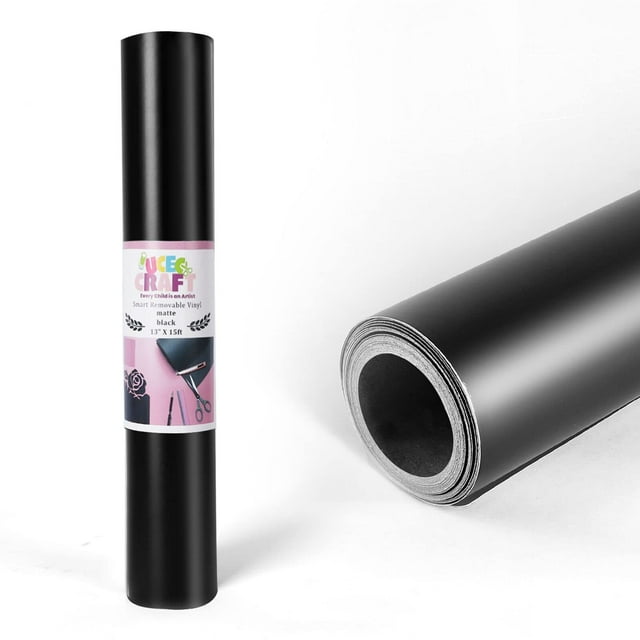 Rollo de vinilo UCEC negro mate de 33 cm x 4,5 m extraíble
