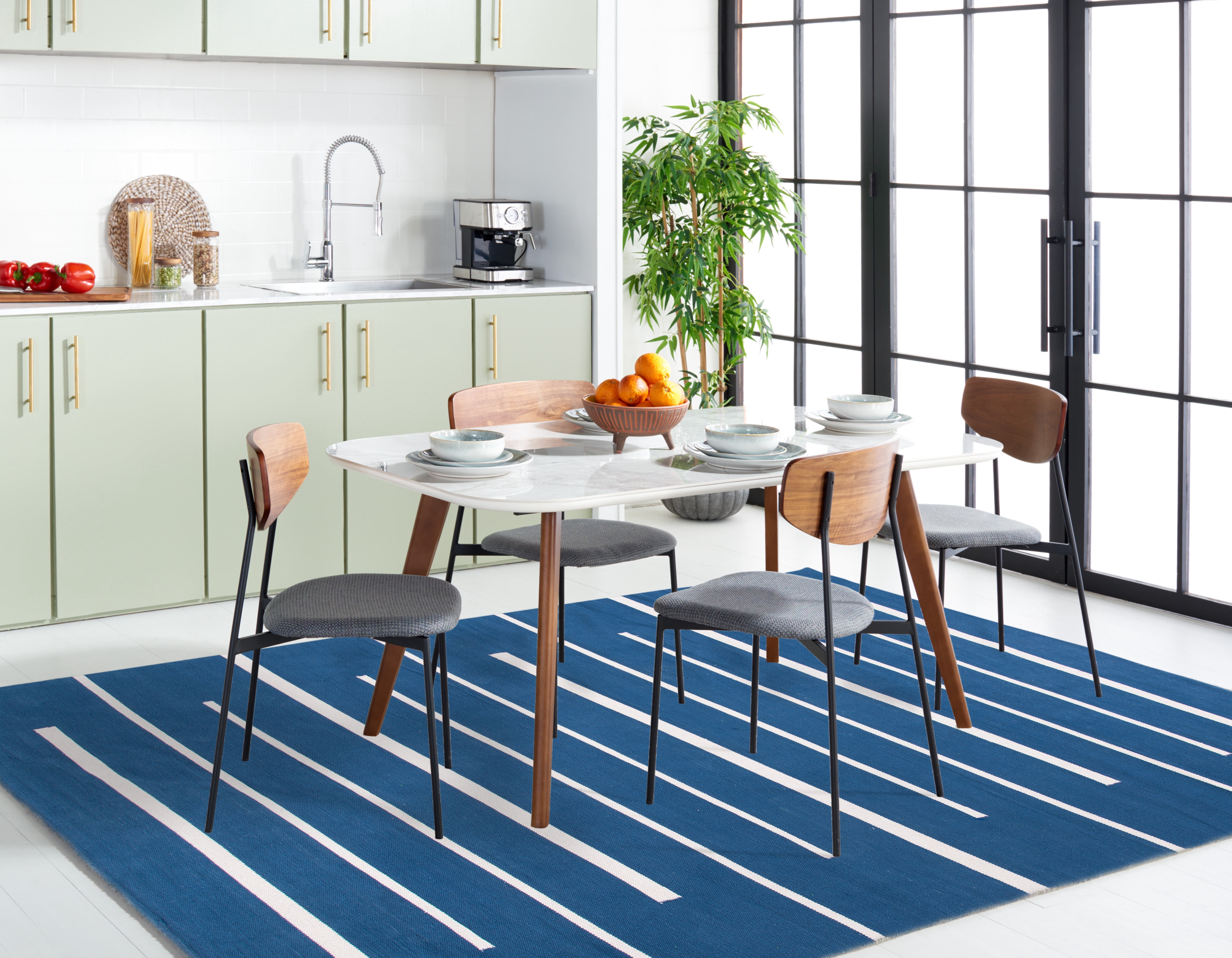 SAFAVIEH Montauk Oswald Geometric Striped Cotton Area Rug, Navy/Ivory, 8' x 10'