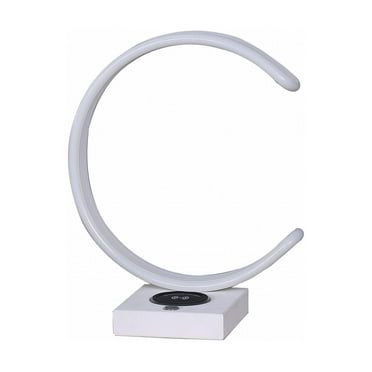 14" White Metal LED with USB Wireless Charger Table Lamp