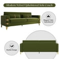thumbnail image 4 of Green 85.6"L Sofa Couch, Atumon 3-Seat Couches and Sofas, Velvet Upholstered Sofa with Thicked Cushions and 2 Pillows, Modern Sofa with Metal Legs, Sofa Couch Furniture for Home Living Room, 4 of 10