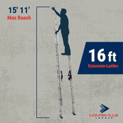 Louisville Ladder 16-Foot Aluminum Extension Ladder, 250-Pound Load Capacity, Type I, AE3216