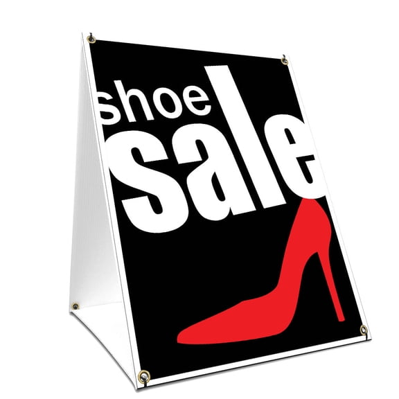 A-frame Sidewalk Shoe Sale Sign With Graphics On Each Side | 24" X 36" Print Size