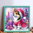 thumbnail image 2 of Hilo Algodón Ecológico Bordado Punto Cruz Corgi Navideño Con 11CT 50x50cm, 2 of 9