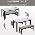 thumbnail image 6 of PORKISS 3 Piece Dining Table Set for 4, Faux Marble Kitchen Table Set with 2 Velvet Leather Benches, Space Saving Breakfast Nook Set for Small Spaces, White+Gray+Black, 6 of 9
