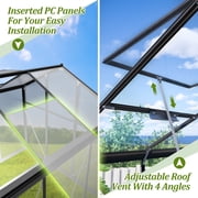 LZBEITEM 12x8 Outdoor Greenhouse, Walk-in Polycarbonate Green House with Aluminum Frame for Backyard, Black