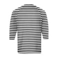 thumbnail image 6 of Fabrcox Men 3/4 Sleeve Shirt Striped Button Mens V Neck Shirts Summer Color Block Running Workout Mens Athletic Shirt Gray S, 6 of 7