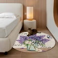 thumbnail image 3 of Round Area Rug 4 Ft, Purple Lavender Washable Non-Slip Circle Carpet for Living Room/Bedroom, Spring Floral Daisy Butterfly Leaves Beige Low-Profile Crawling Mats Collection Rugs for Indoor, 3 of 7