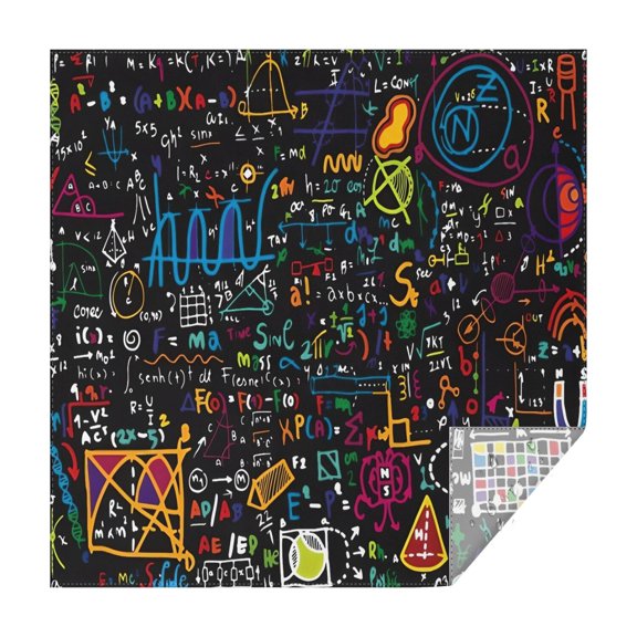 Math Equations Handwritten Notes Black Pattern Square Tablecloth,Waterproof Square Table Cover,Wipeable Spillproof Washable Table Cover for Home Kitchen Party Decor 42"X42"(107x107cm)