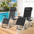 thumbnail image 6 of Zero Gravity Chair with Cushion, Reclining Outdoor Patio Lounge Chair, Folding Indoor Anti Gravity Recliner, Portable Lounger with Removable Cup Holder Side Tray and Pillow Headrest (Black), 6 of 11