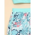 thumbnail image 6 of YiZYiF Girls 2-Piece Tropical Print Swimsuit Asymmetrical Ruffle Crop Top with Shorts Tankini Set Blue 16, 6 of 7