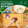 thumbnail image 4 of Fuller's Bamboo Cutting Board - 12” x 9” Wooden Chopping Board for Kitchen - Durable, Knife-Friendly, Easy to Clean - With Juice Groove & Side Handles for Food Prep & Serving, 4 of 8