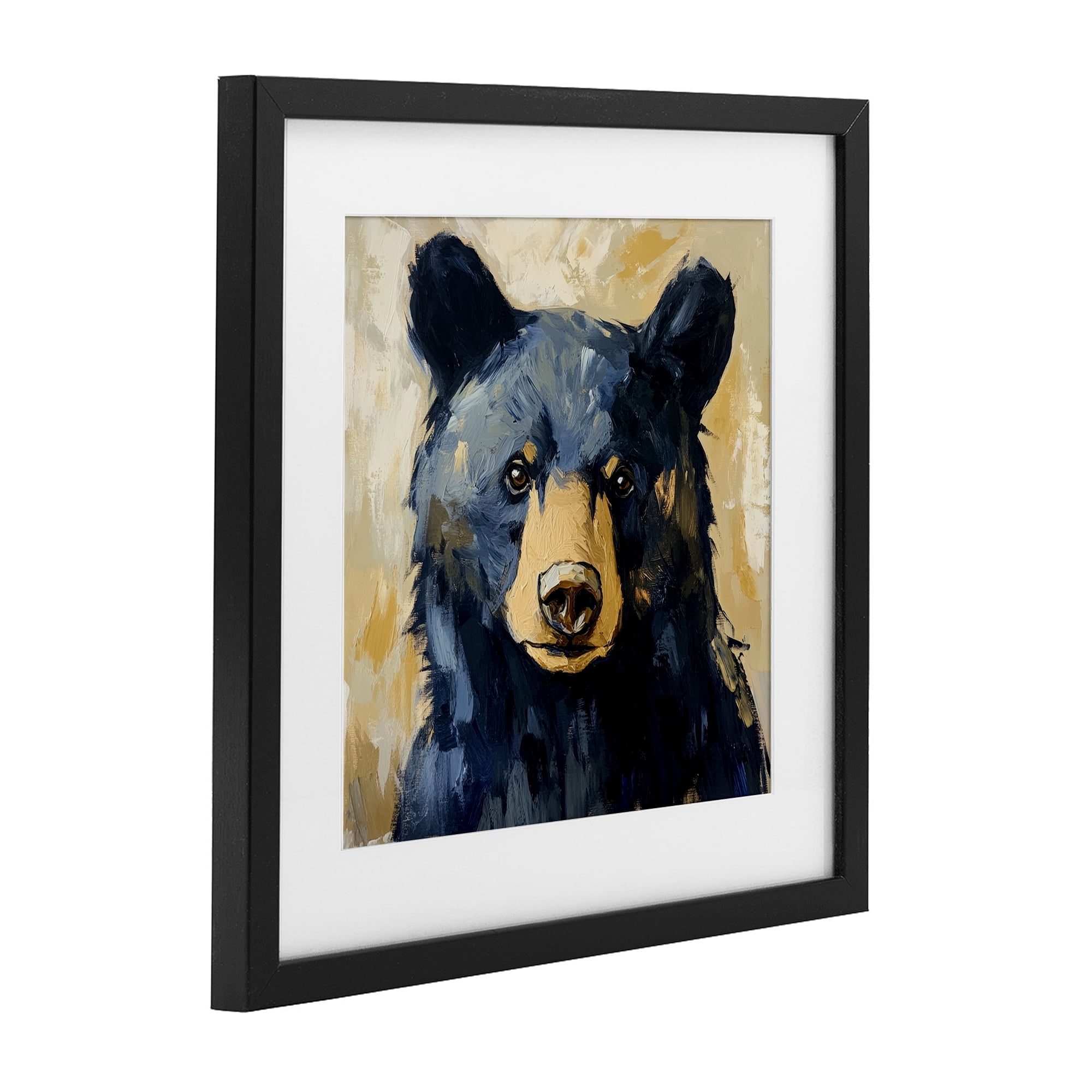 Stupell Industries Big Bear with Brushstrokes Black Framed Print Under Glass, design by Petal Prints Design