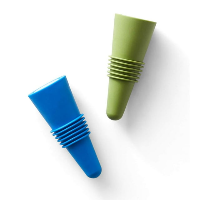 Tapones para botellas con forma de conejo para vino y bebida (azul, juego de 2)