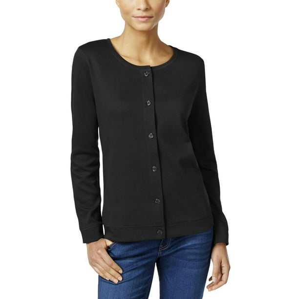 Karen Scott Karen Scott Womens Buttondown Crew neck Cardigan Sweater