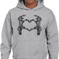 thumbnail image 2 of Skeleton Heart Hands Hoodie Sweatshirt Unisex X-Large Grey, 2 of 5