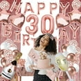 thumbnail image 3 of Globos de Mylar de lámina de oro rosa para decoraciones de aniversario de fiesta de cumpleaños de mujeres, 3 of 5