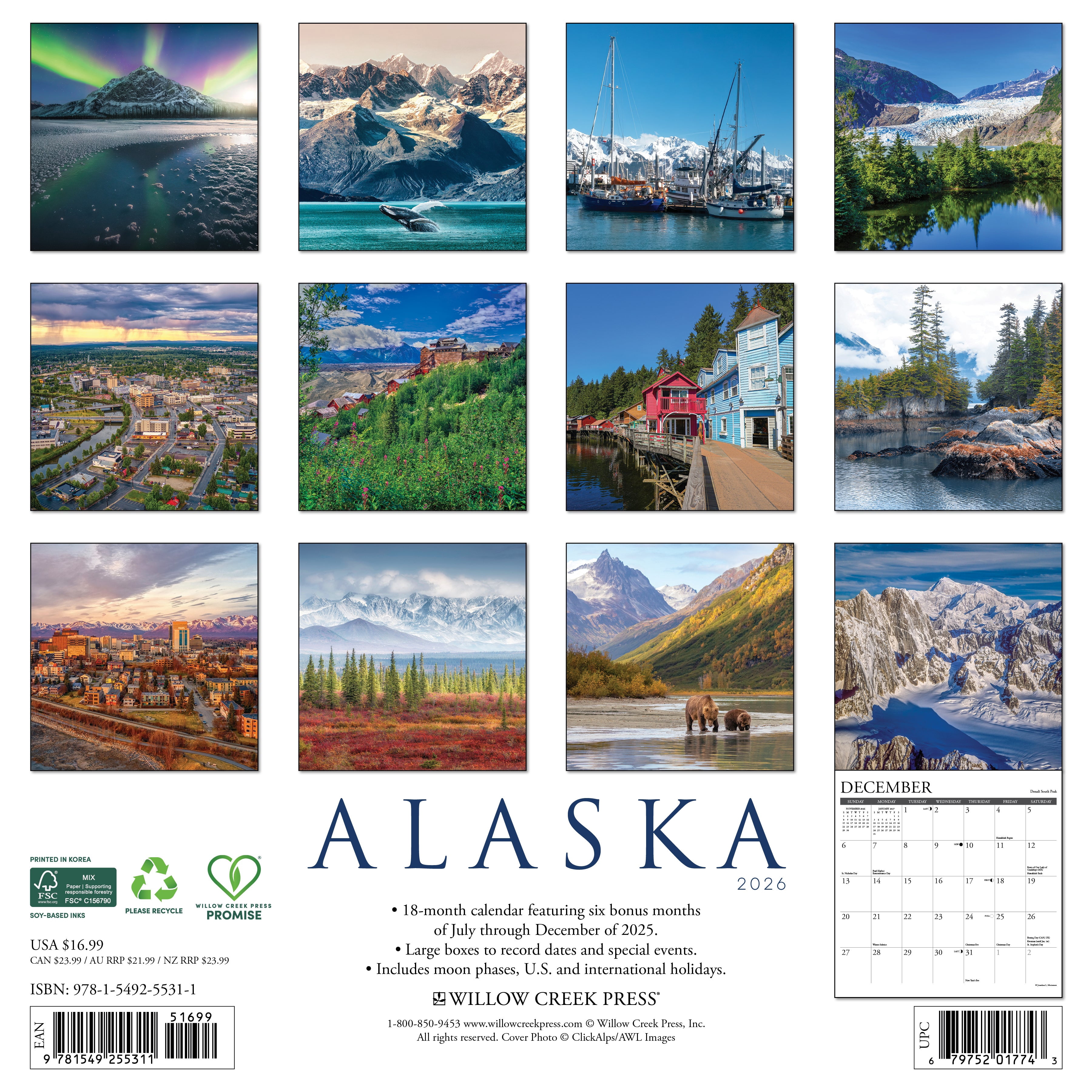 Alaska 2026 Wall Calendar, (Paperback)