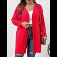 thumbnail image 4 of Suéter Tipo Cárdigan de Punto con Abertura Frontal, Liso y Acanalado, para Mujer Rojo XL, 4 of 8