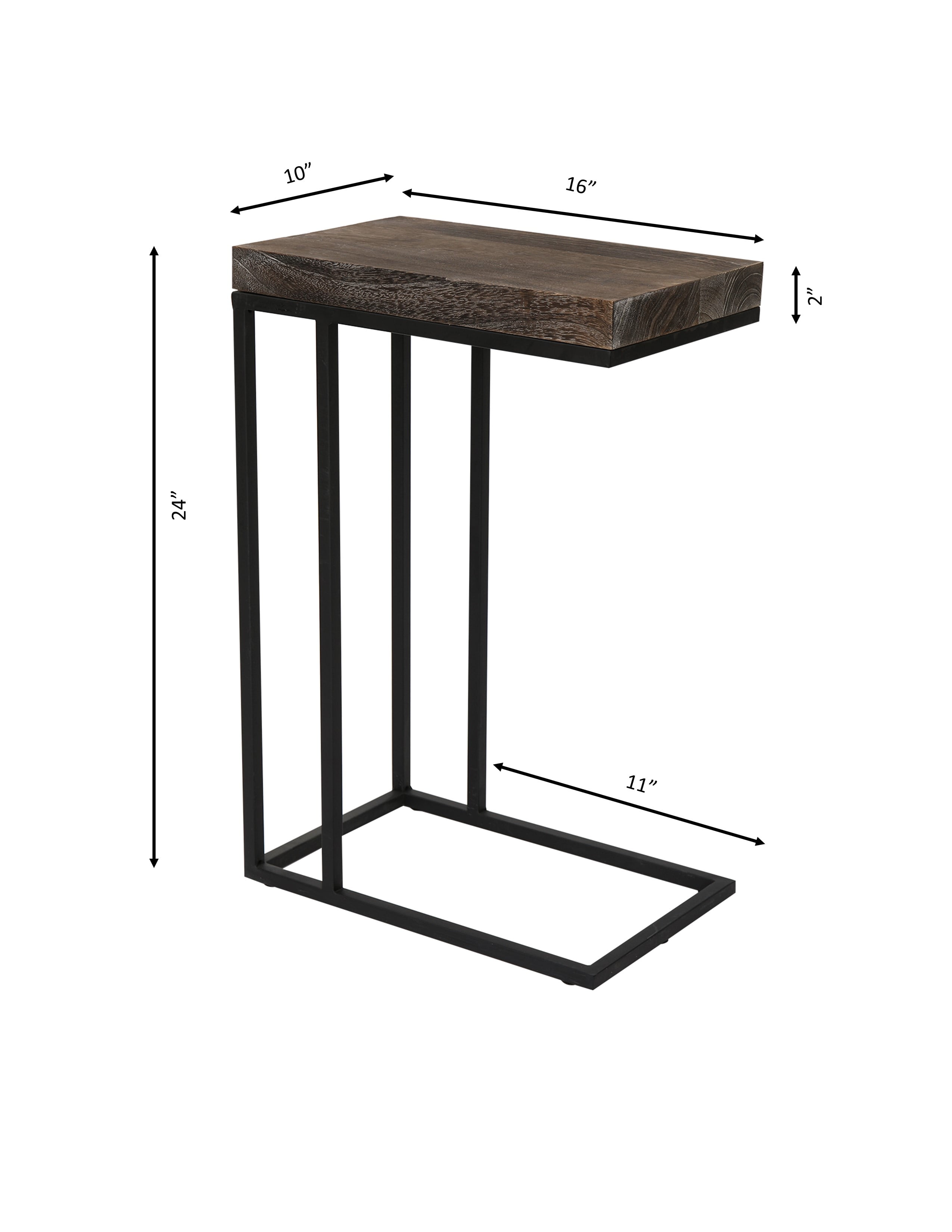 Proman Products Breeze Casual C Shaped End Table Small Side Table with Steel Base