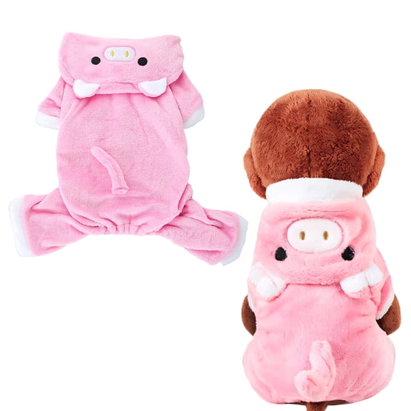 AOMRCOL 2026 New Kitten Clothes,Coral Fleece Dog Clothes for Small Dogs for Approximately 3.31 Lbs Pet,Winter Warm Piggy Transformation Costume Pet Costumes,Pink,Xs