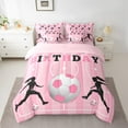 thumbnail image 2 of Manfei Happy Birthday Gift Twin Bedding Sets 7-Piece,Football Sports Bedding Comforter Set,Pink White Black Sheet Sets For Girls Kids,Luxury Bedroom Decor,Reversible, 2 of 8