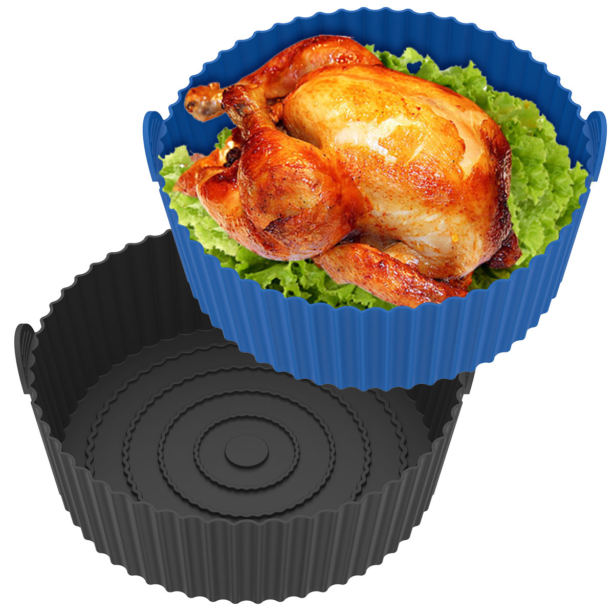 2Pcs Air Fryer Silicone Basket with Handle Heat Resistant Air Fryer