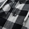 thumbnail image 4 of LYSMORA Mens Plaid Button Down Hooded Shirt Long Sleeve Chest Pocket Casual Outdoor Hoodie Shacket, 4 of 5