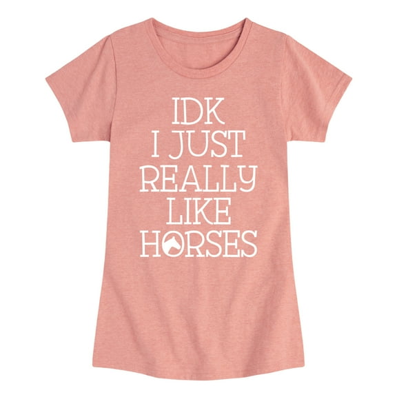 Instant Message - Idk I Like Horses - Toddler & Youth Girls Short Sleeve Graphic T-Shirt
