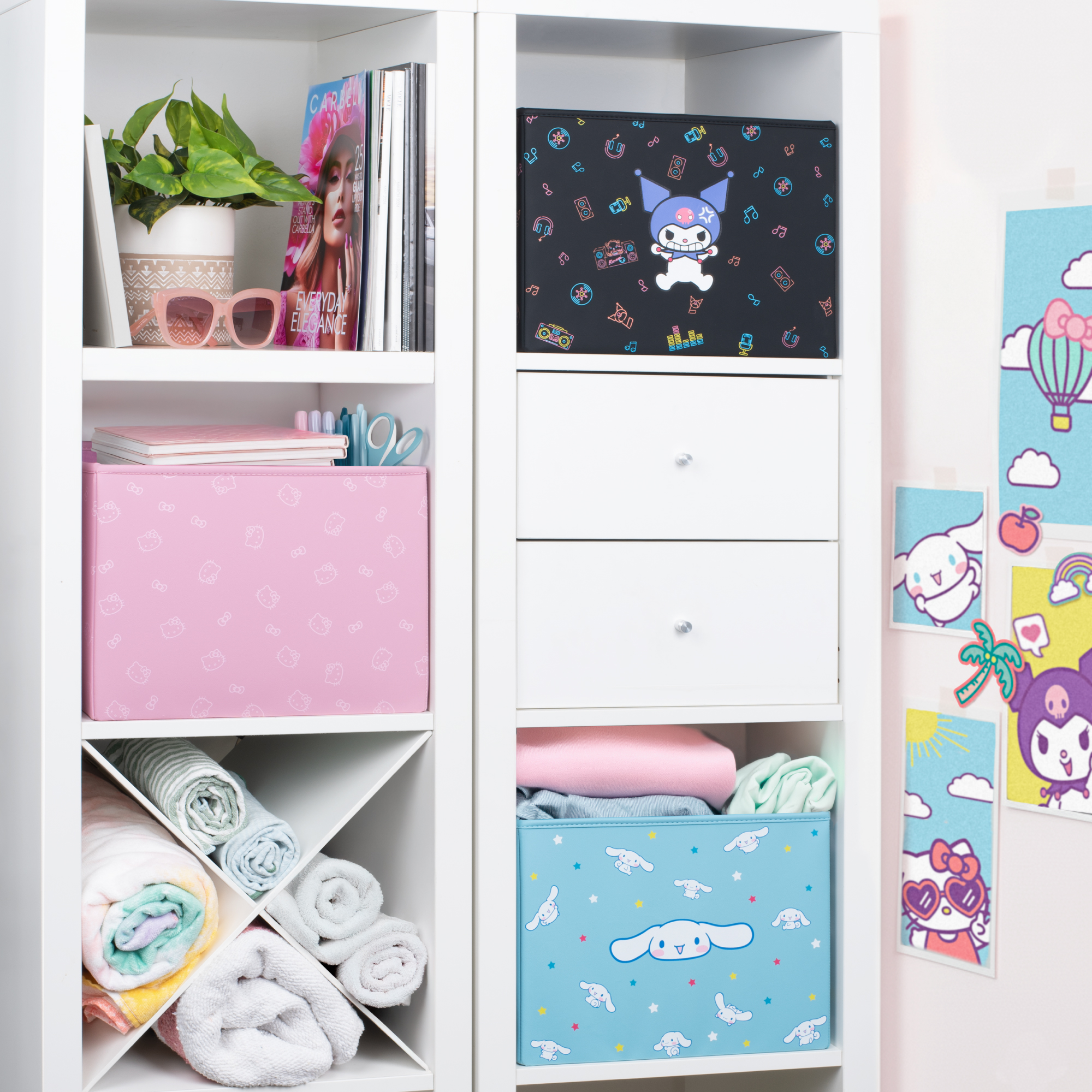 Sanrio Cinnamoroll Car Trunk Organizer and Storage Bin - Collapsible Simple Compartment Convenient Heavy Duty, Fold Up for Easy Storage Box, Automotive Seat Cargo Groceries Tools - 12.5L x 12.5W x 9H