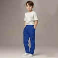 thumbnail image 2 of Spazoro Boys Cargo Sweatpants, Multi-Pockets Baggy Solid Color Elastic Waist Drawstring Straight Leg Pants for Kids Blue Size 5, 2 of 7