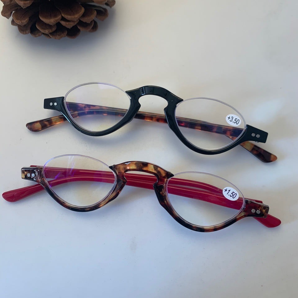 4 Pairs of Blue Light Blocking Half Rimless Tortoise Reading Glasses for Women Men Half Moon Fashion Spring Hinge plastic Readers +2.50