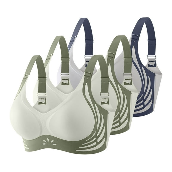 Womens Everyday Bras, 3Pcs Powerful Push Up Seamless Bra Lushfitting Wireless Bra for Women No Underwire Full Coverage Support Anti Sagging Bra M-3XL