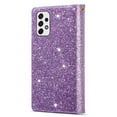 thumbnail image 3 of SaniMore for Samsung Galaxy A33 5G Star Laser Engraving Case, Magnetic Flip Zipper Wallet Cover Support Wrist Strap Card Slot & Kickstand Shockproof Protective Shell for Girls Ladies, Purple, 3 of 8