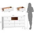 thumbnail image 2 of RichYa White Dresser for Bedroom, 6 Drawer Dresser with Open Storage Shelf and Genuine Leather Pull Handles, Modern Chest of Drawers, 2 of 10