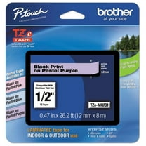 Genuine Brother 1/2" (12mm) Black on Pastel Purple TZe P-touch Tape for Brother PT-MQF310, PT2110 Label Maker