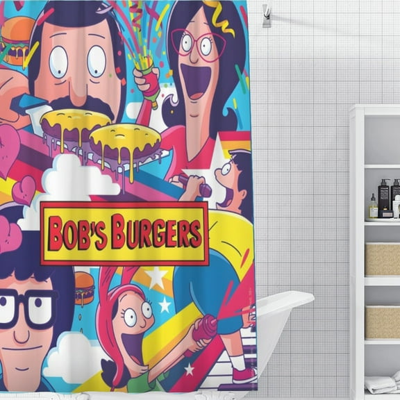 Bob's Burgers-theme Bathroom Shower Curtain Home Decor,Bath Curtains Durable Waterproof Bath Curtain , Adluts Girls Boys Bathroom Decor House Gifts 71x71inch（180cmX180cm)