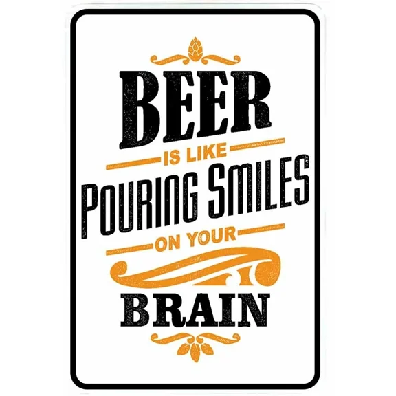 Beer Pouring Smiles Sign Metal Funny Man Cave House Decor P80