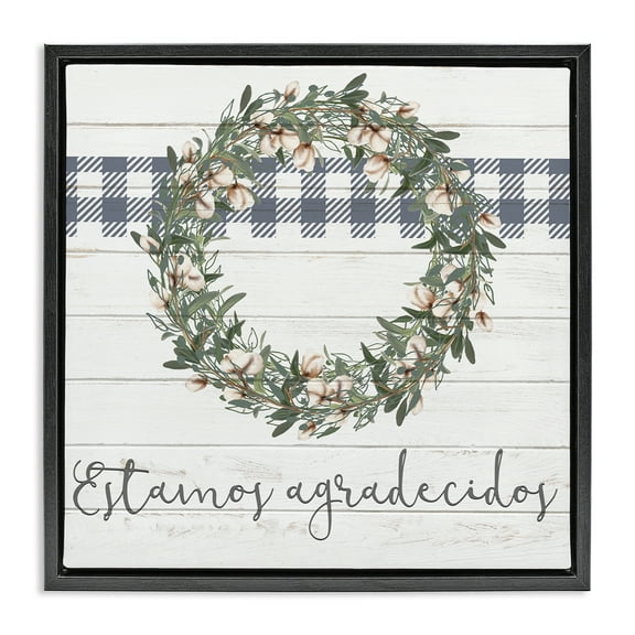 Stupell Industries Estamos Agradecidos con Algodón Inspirational Quotes & Sayings Painting Black Floater Framed Art Print Wall Art, 18 x 18