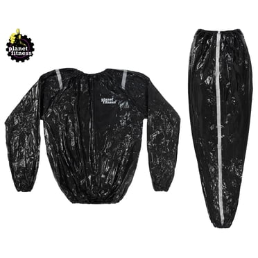 GOLD XIONG PADISHAH Heavy Duty Fitness Weight Loss Sweat Sauna Suit Exercise Gym Anti-Rip(Black,S