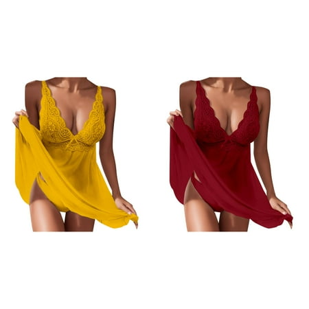 2-Pack Transparent Lingerie Pajamas Underwear Suspenders Dress Women Lace plus Size Bustier for Women Lingerie Submissive Lingerie for Women Leather Valentines Lingerie for Women Heart Lingerie