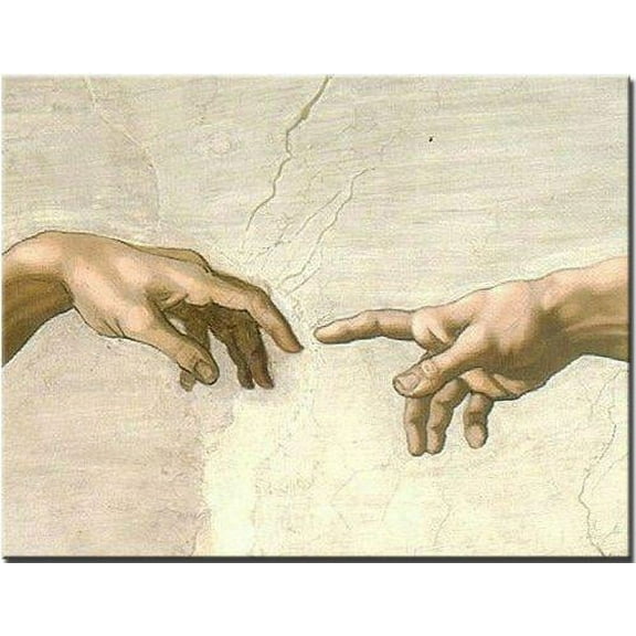 Creation of Adam by Michelangelo (Hands Only) Picture on Stretched Canvas, Wall Art Decor, Ready to Hang!
