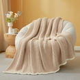 thumbnail image 2 of Snuggle Sac Waffle Knit Throw Blanket Reversible Textured Blanket Fuzzy Microfiber Throw,Beige,50*60", 2 of 5