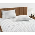 thumbnail image 3 of Queen Size 100% Organic Cotton Fitted Sheet & Pillowcase Set, Soft Percale Weave, Breathable, Fits Mattress Up To 15" Deep - Windowpane, 3 of 9