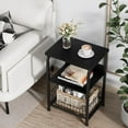 thumbnail image 3 of End Table Side Table Black Wooden 3 Tiers Nightstand Industrial Retro Storage Shelf for Living Room Bedroom Kitchen Family and Office,Stable Wood and Metal Frame, 3 of 3